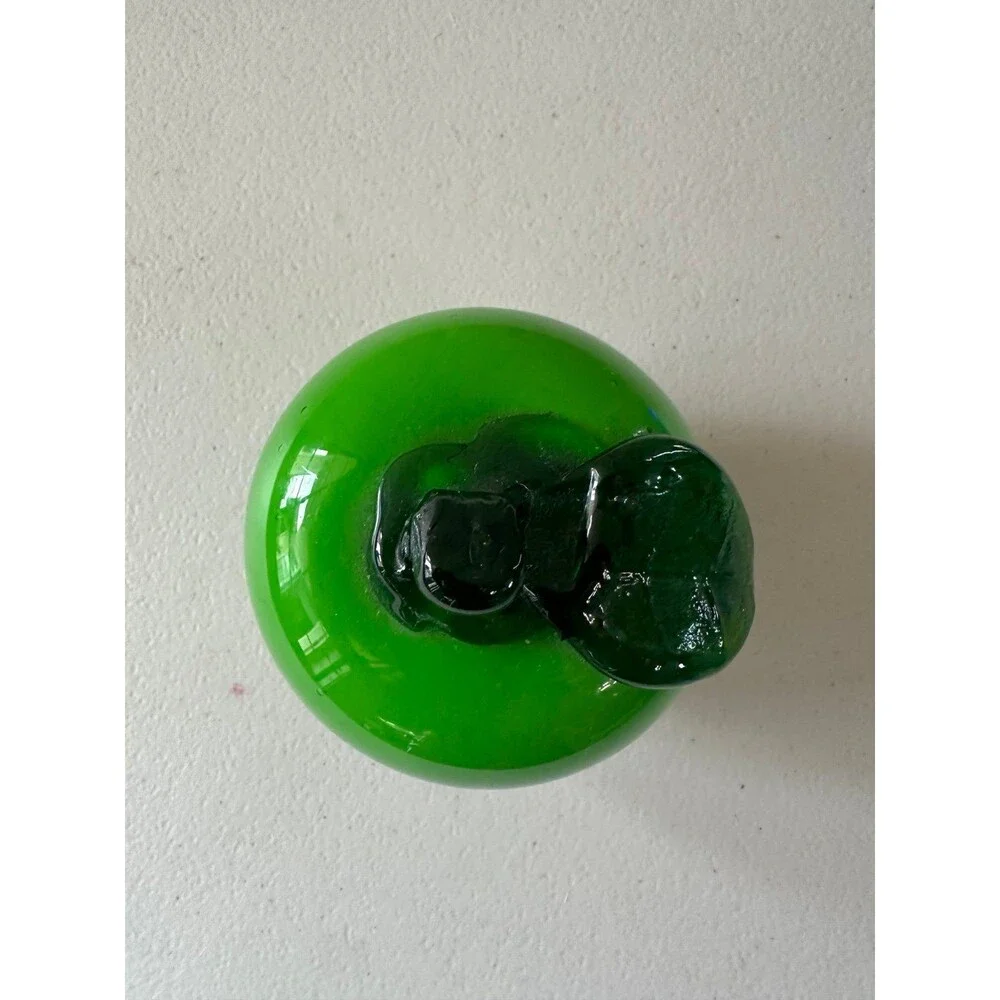 Handblown Murano Style MCM Green Apple Art Glass Paperweight Shelf Sitter